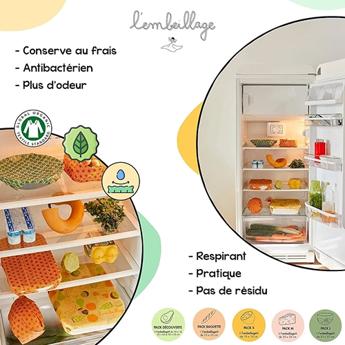 Miniature image article Emballage alimentaire rouleau réutilisable en cire d'abeille et 100% naturel